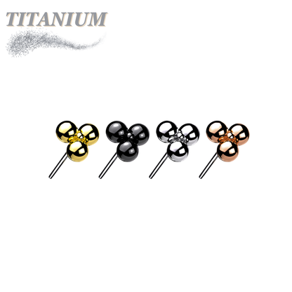 Titanium Threadless Triangular 3 Ball Cluster (Top Only)