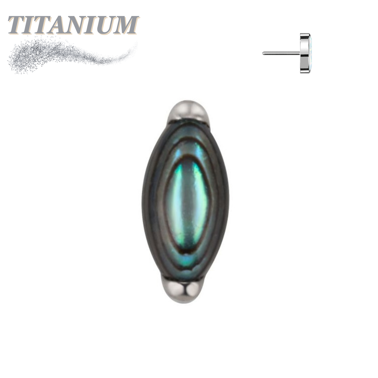 Titanium Threadless Single Marquise Natural Stone (Top Only)