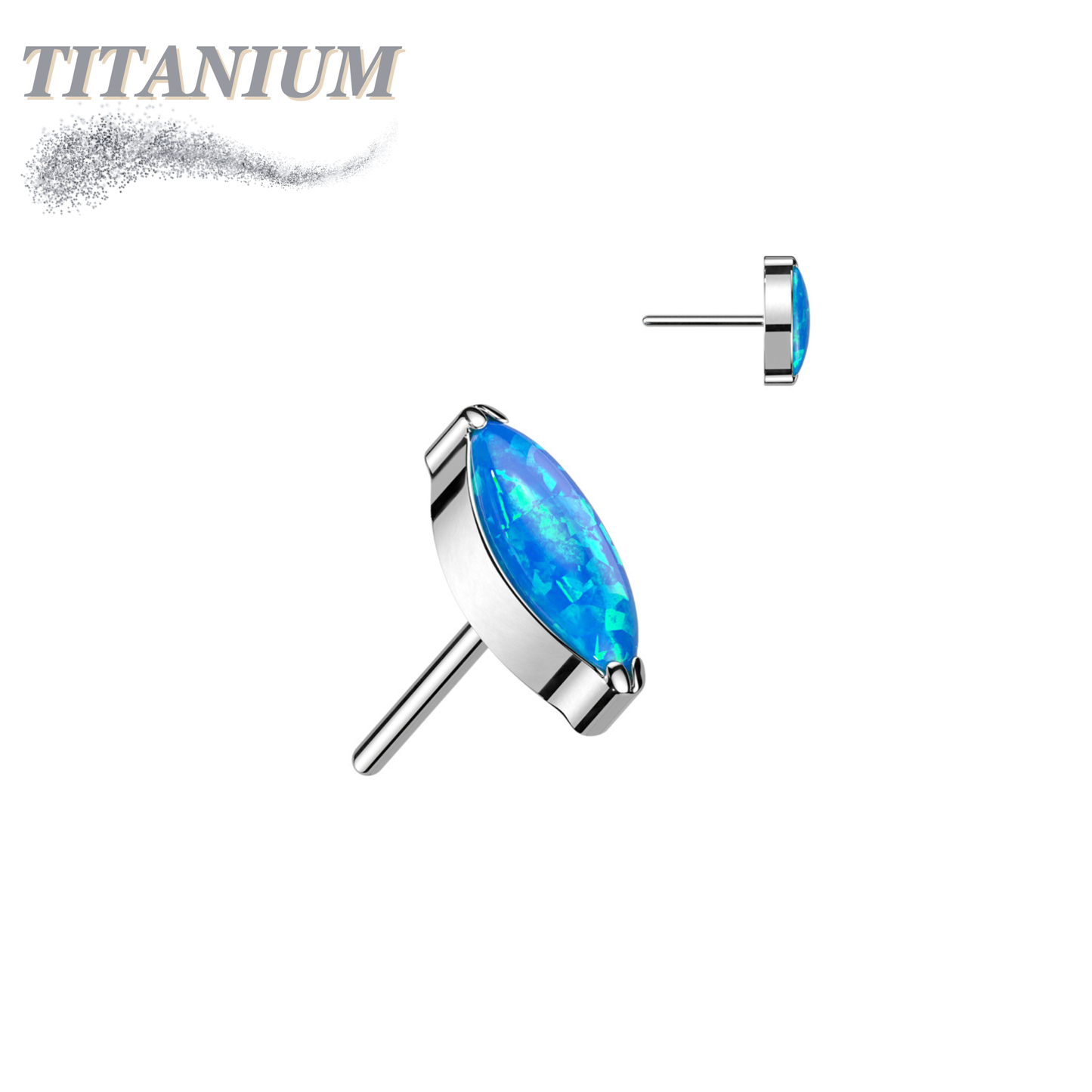 Titanium Threadless Single Marquise CZ or Opal (Top Only)