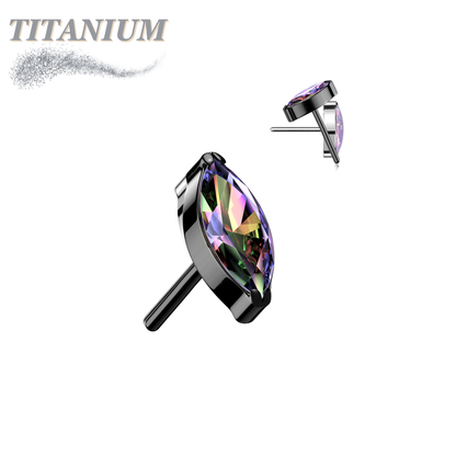 Titanium Threadless Single Marquise CZ or Opal (Top Only)