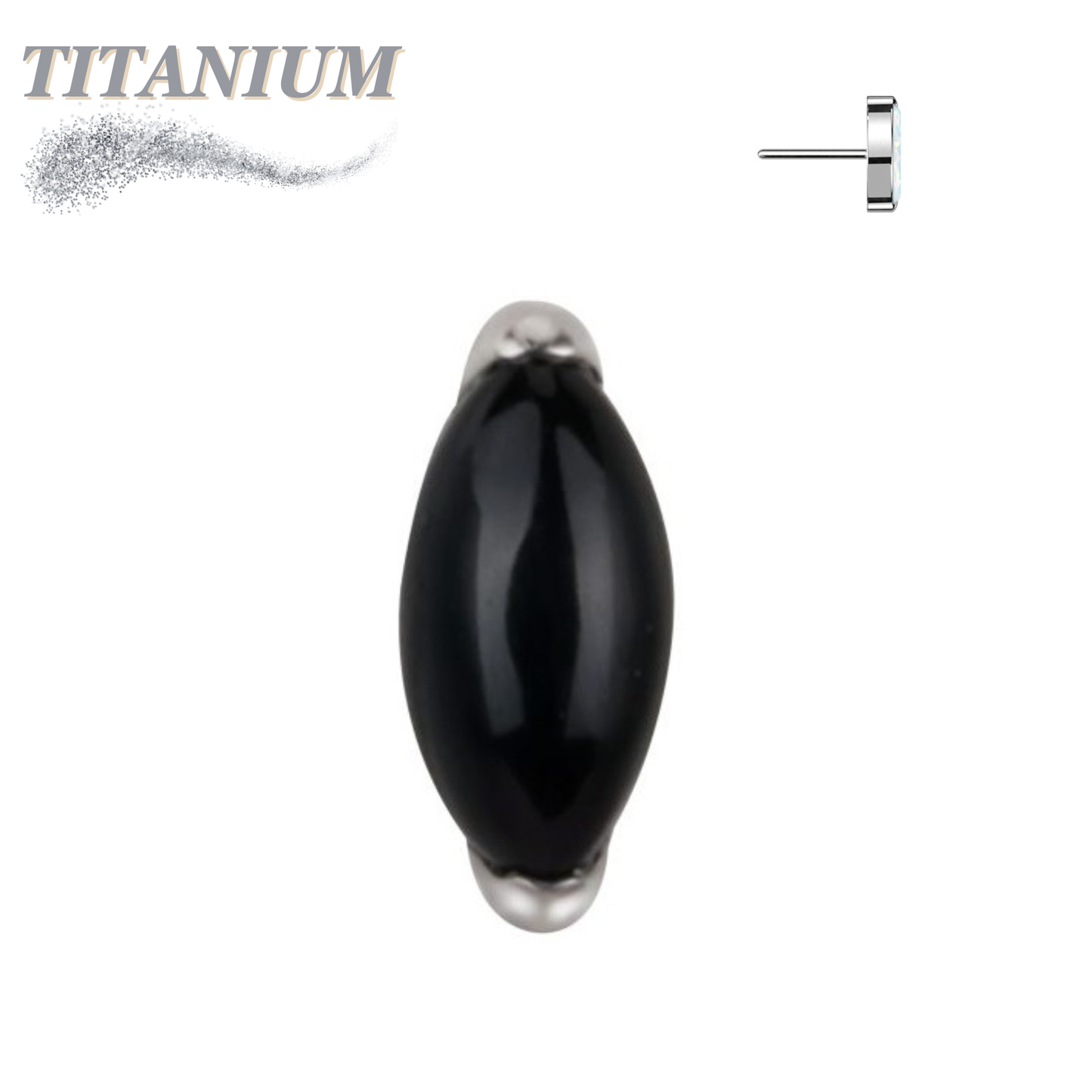 Titanium Threadless Single Marquise Natural Stone (Top Only)