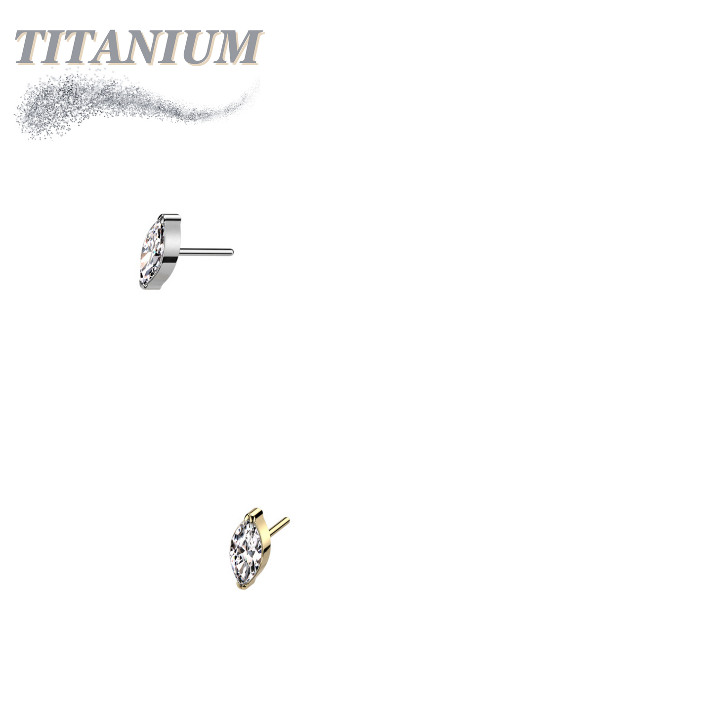 Titanium Threadless Single Marquise CZ or Opal (Top Only)