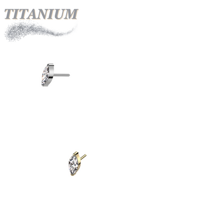 Titanium Threadless Single Marquise CZ or Opal (Top Only)