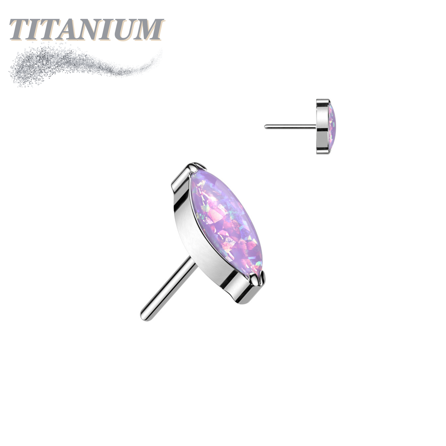 Titanium Threadless Single Marquise CZ or Opal (Top Only)