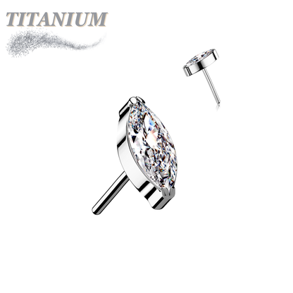 Titanium Threadless Single Marquise CZ or Opal (Top Only)
