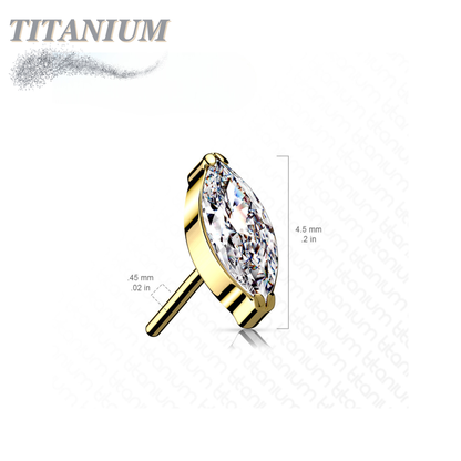 Titanium Threadless Single Marquise CZ or Opal (Top Only)