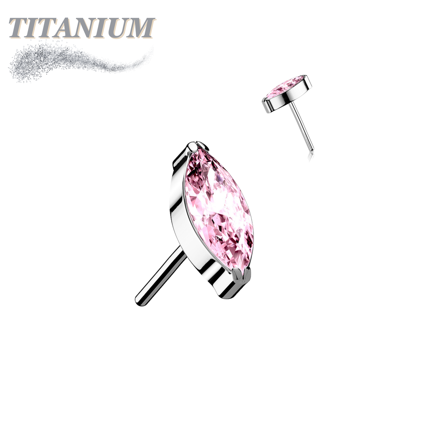 Titanium Threadless Single Marquise CZ or Opal (Top Only)