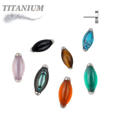 Titanium Threadless Single Marquise Natural Stone (Top Only)