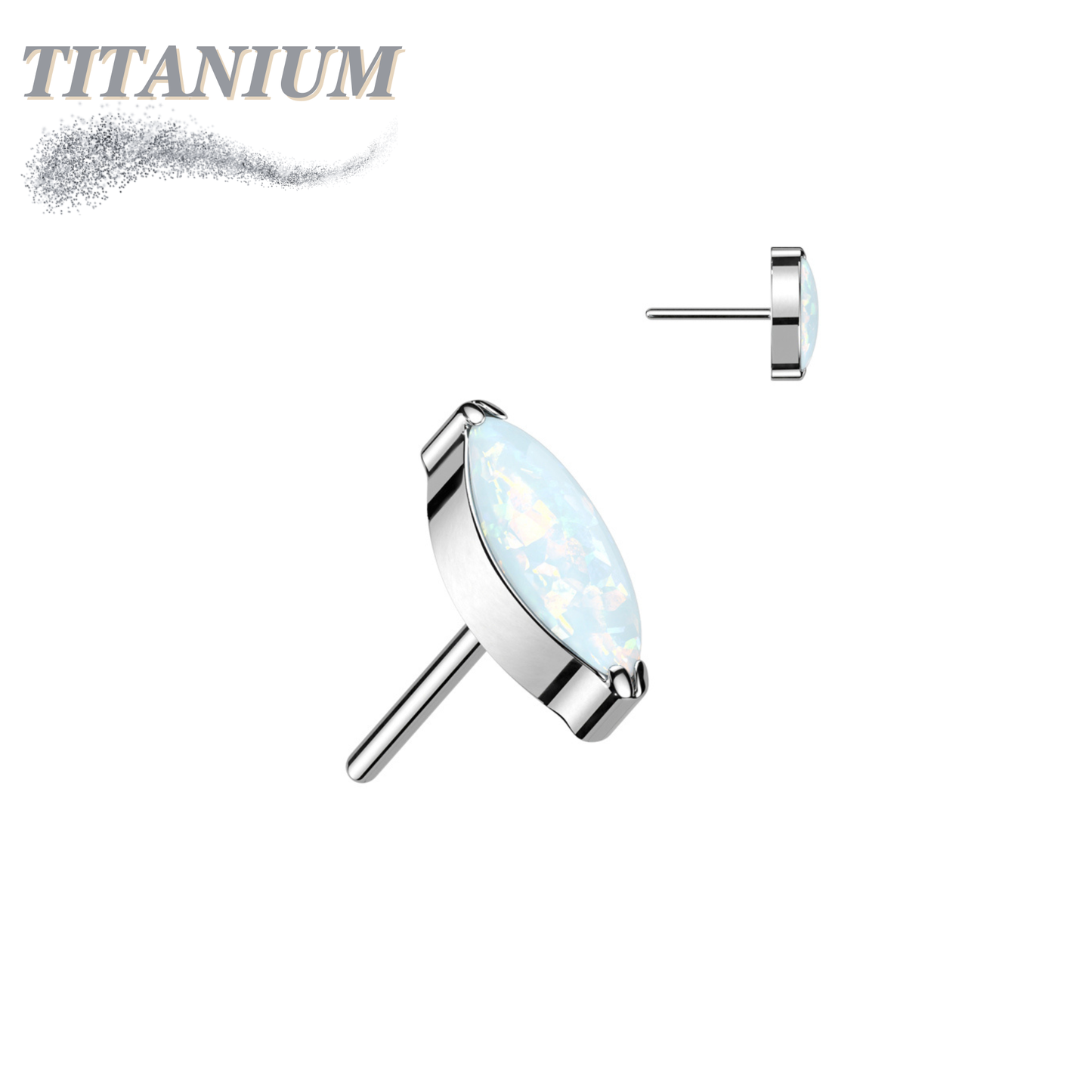 Titanium Threadless Single Marquise CZ or Opal (Top Only)