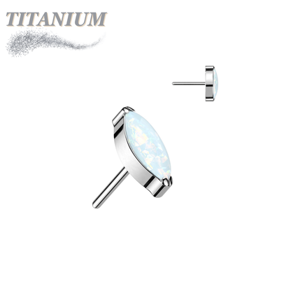 Titanium Threadless Single Marquise CZ or Opal (Top Only)