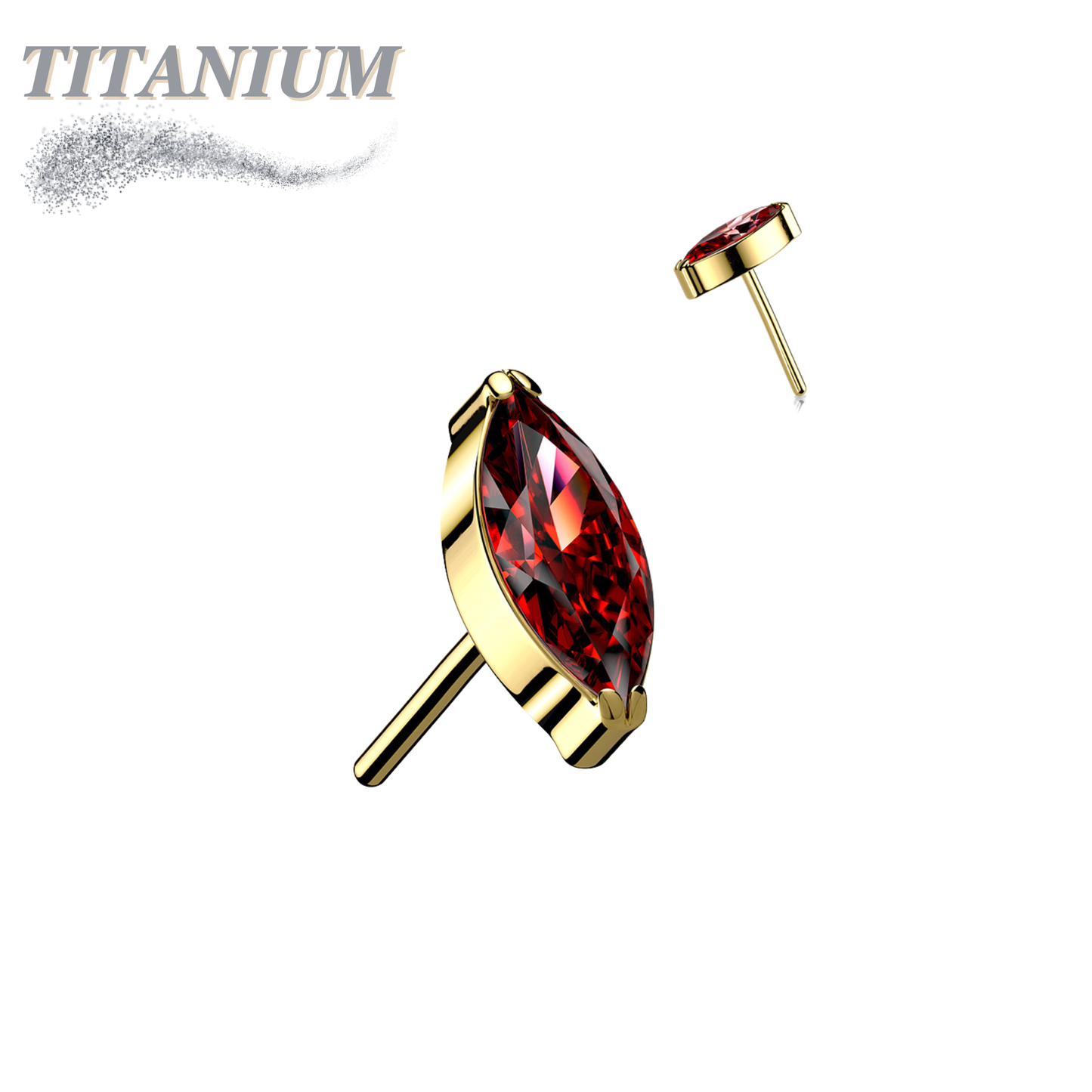 Titanium Threadless Single Marquise CZ or Opal (Top Only)