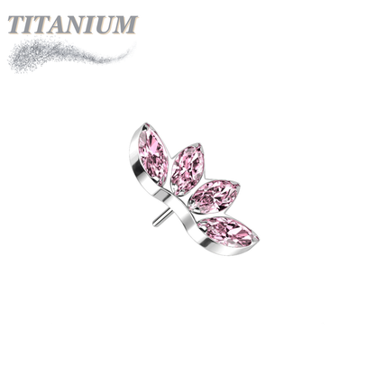Titanium Threadless 4 Marquise CZ Fan (Top Only)