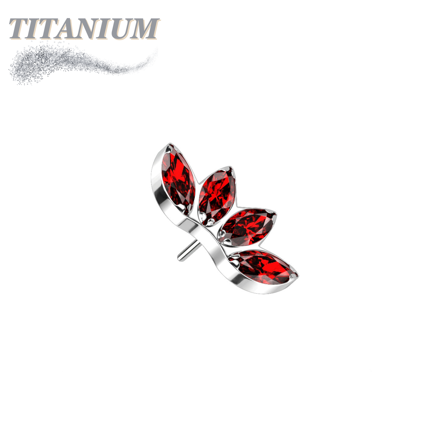 Titanium Threadless 4 Marquise CZ Fan (Top Only)