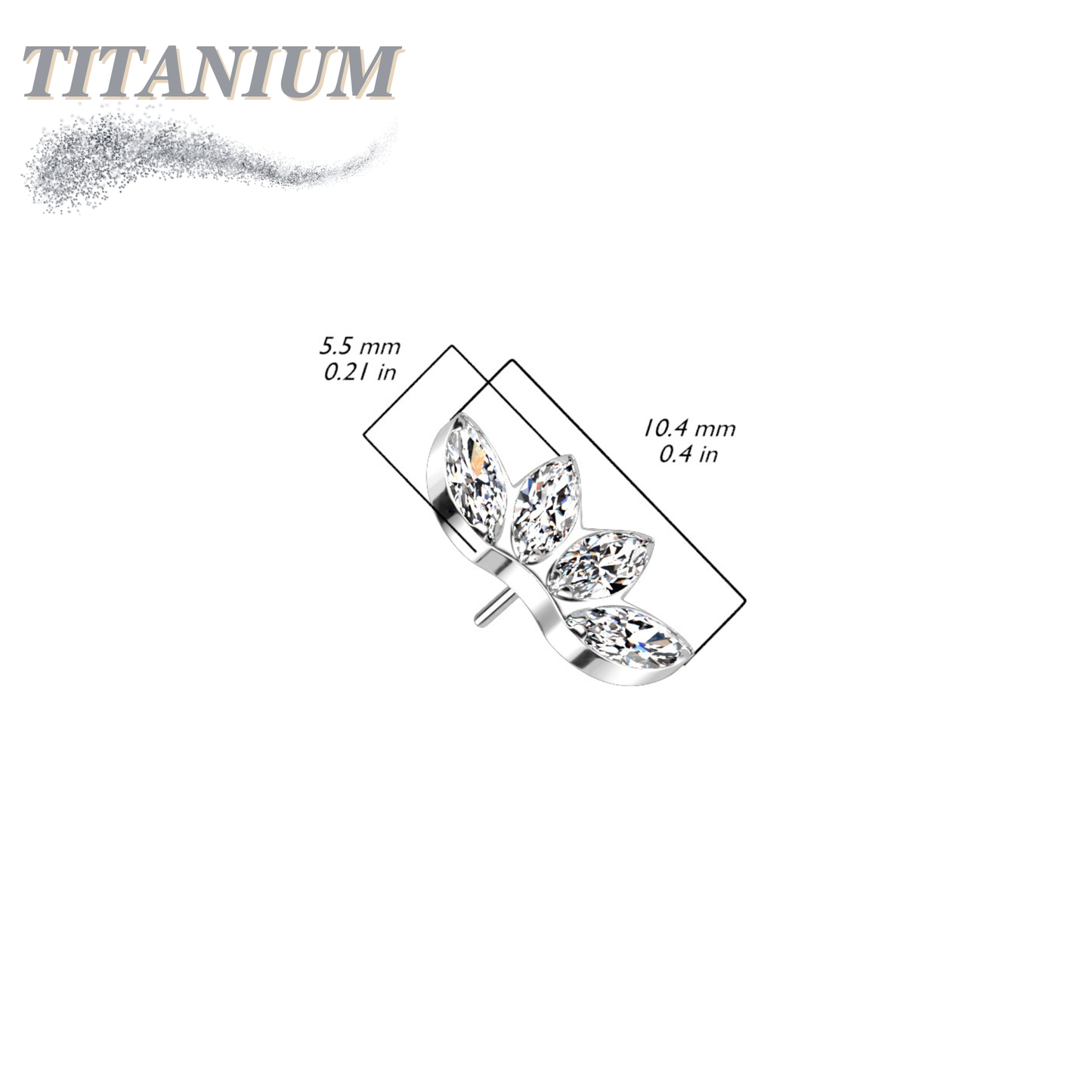 Titanium Threadless 4 Marquise CZ Fan (Top Only)