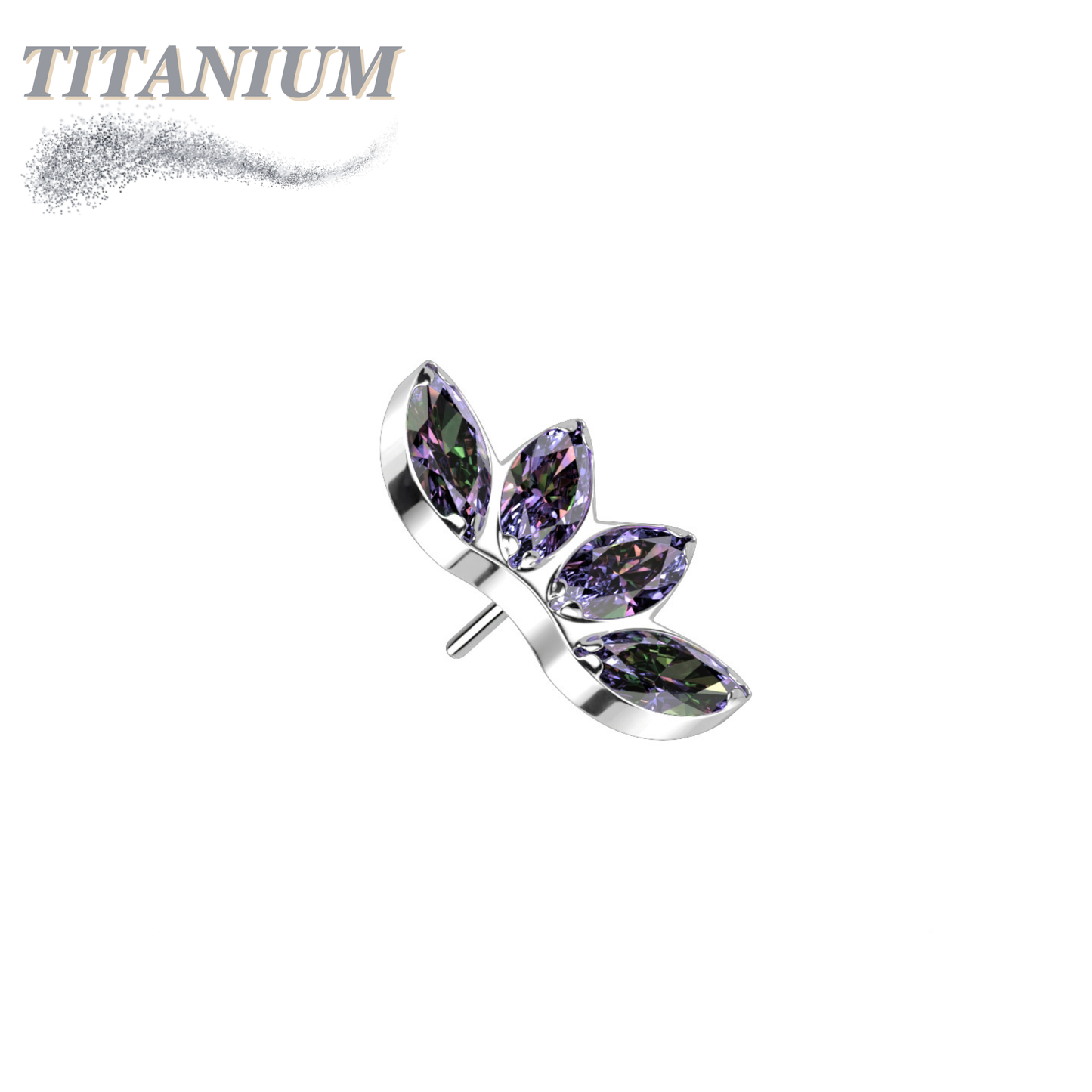 Titanium Threadless 4 Marquise CZ Fan (Top Only)