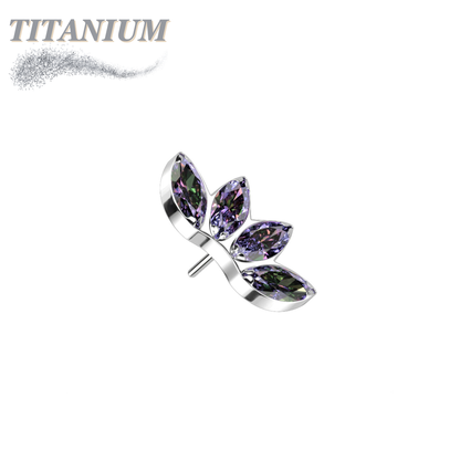 Titanium Threadless 4 Marquise CZ Fan (Top Only)