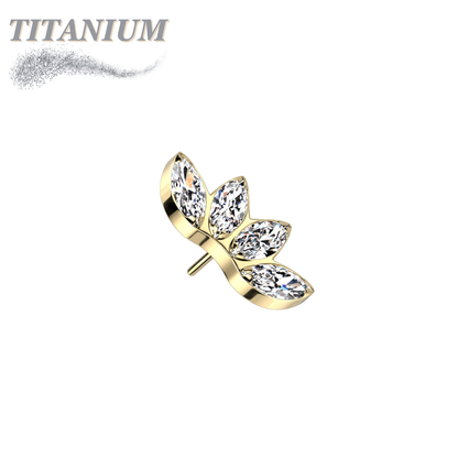 Titanium Threadless 4 Marquise CZ Fan (Top Only)