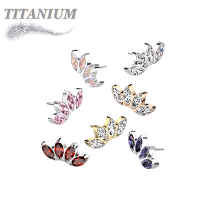 Titanium Threadless 4 Marquise CZ Fan (Top Only)
