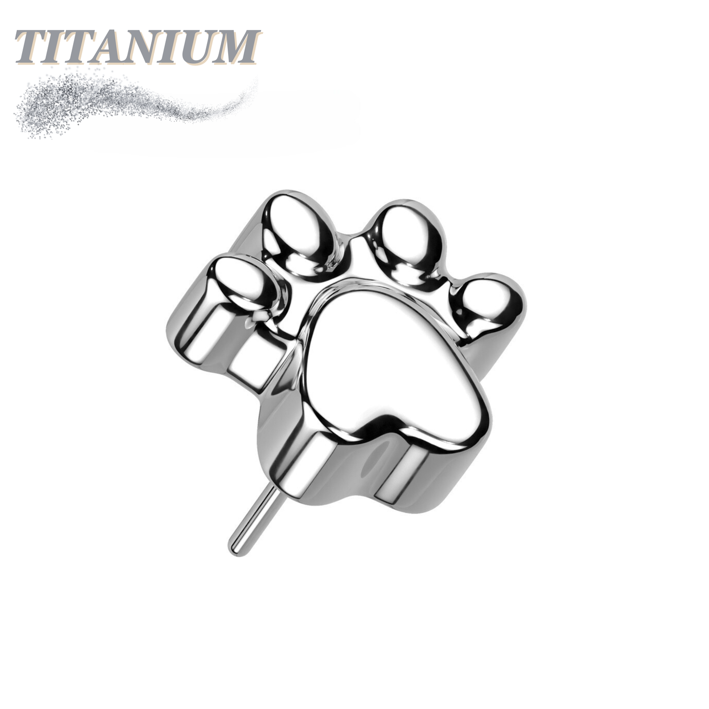Titanium Threadless Paw Print (Top Only)
