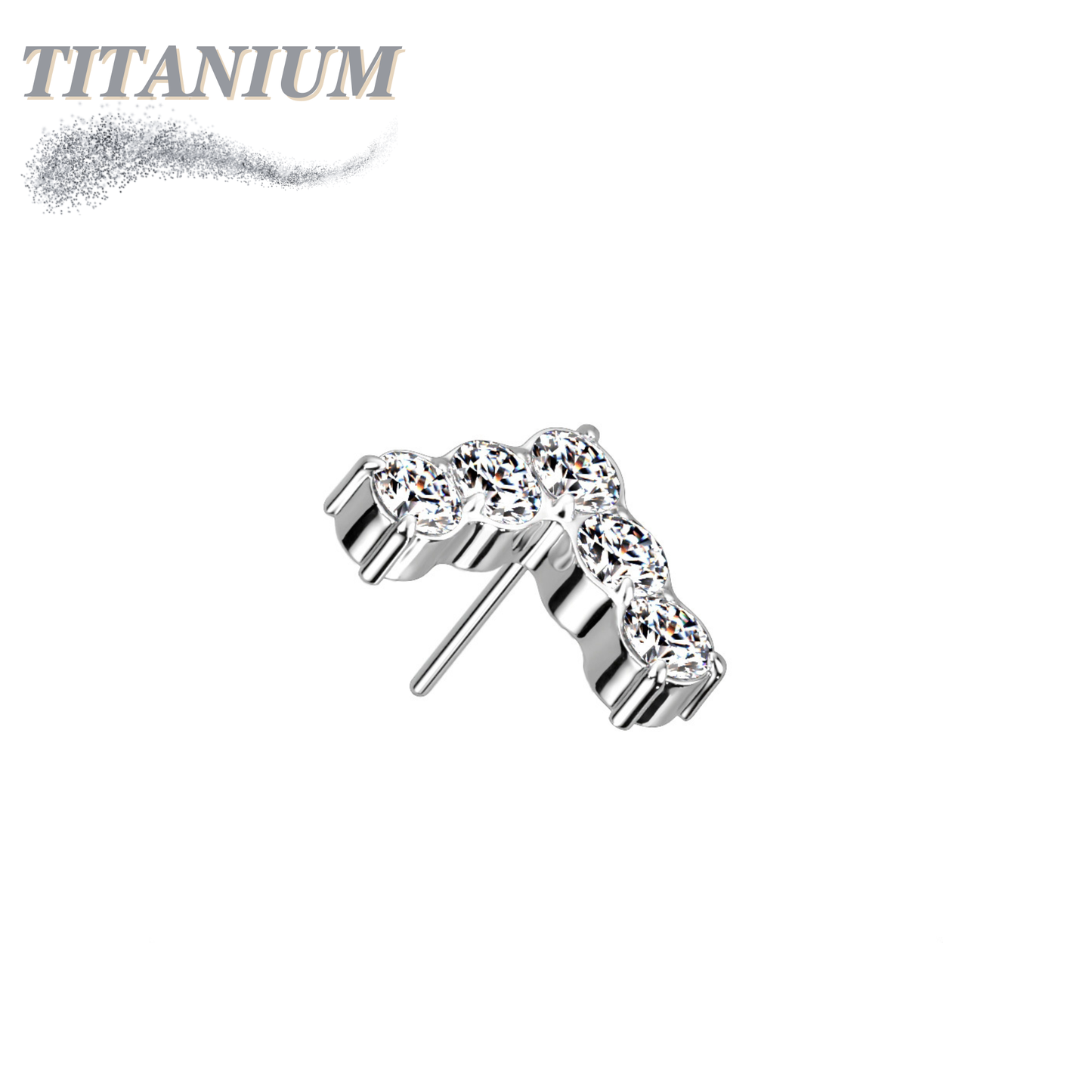 Titanium Threadless CNC Set CZ Chevron (Top Only)