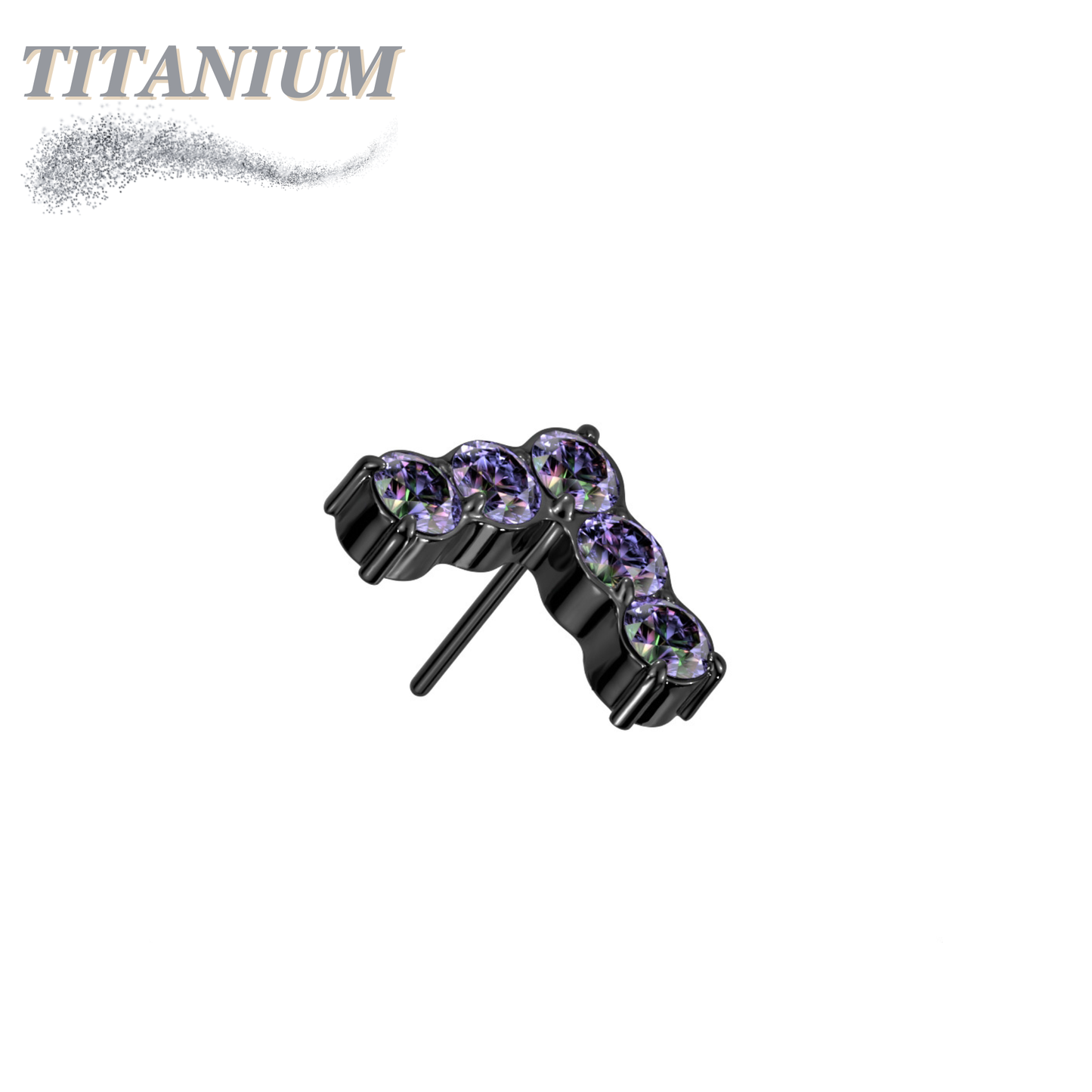 Titanium Threadless CNC Set CZ Chevron (Top Only)