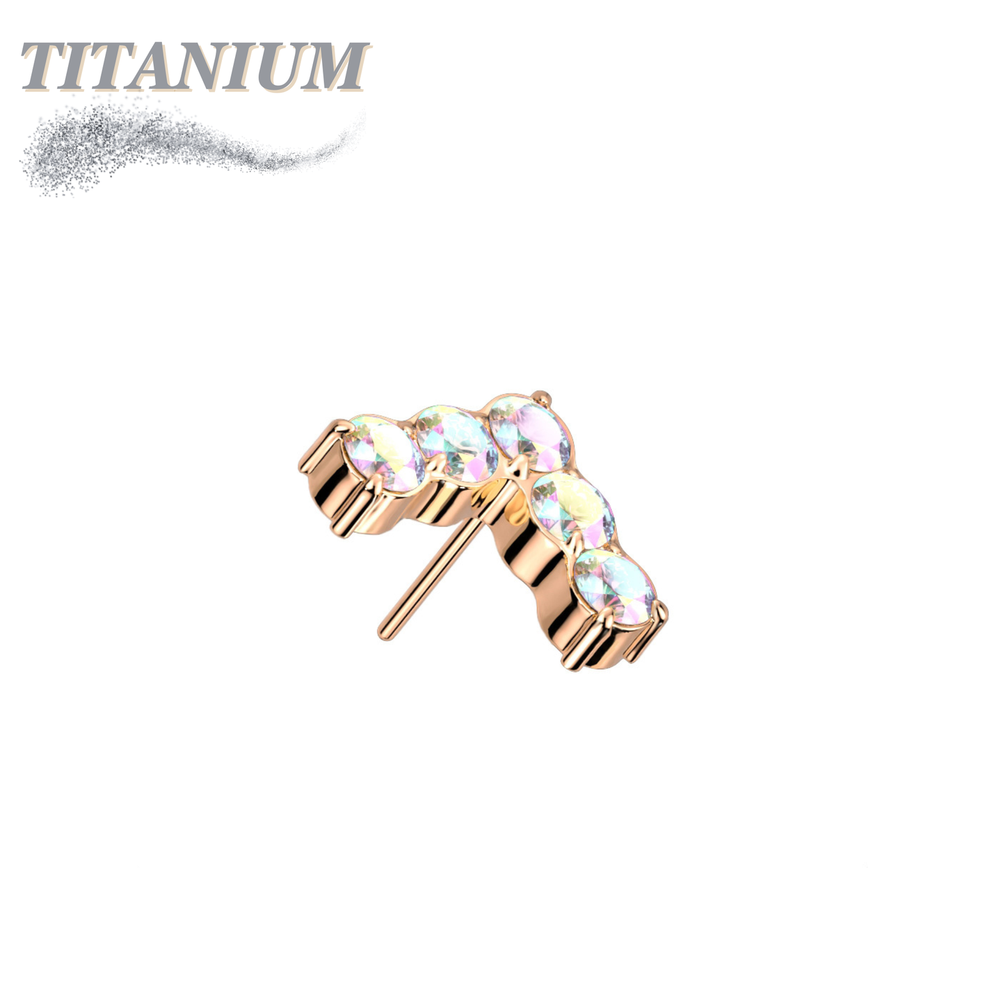 Titanium Threadless CNC Set CZ Chevron (Top Only)