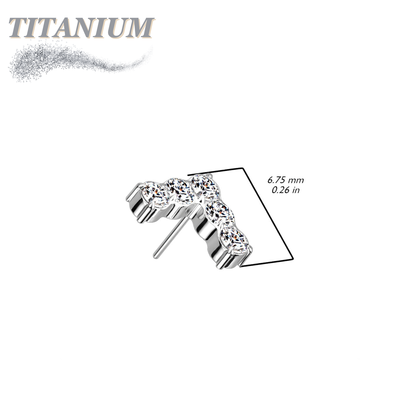 Titanium Threadless CNC Set CZ Chevron (Top Only)