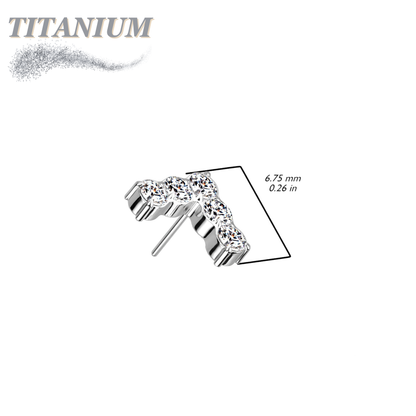 Titanium Threadless CNC Set CZ Chevron (Top Only)