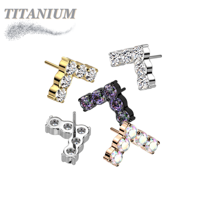 Titanium Threadless CNC Set CZ Chevron (Top Only)