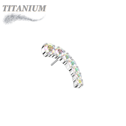 Titanium Threadless Prong Set Descending 7 CZ Curved (Top Only)