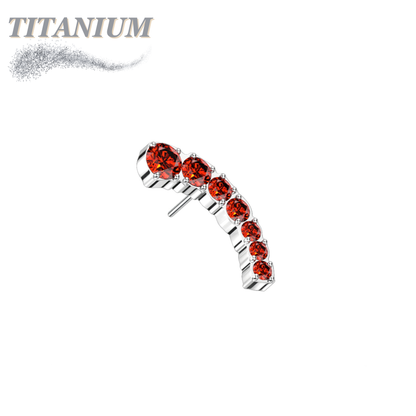 Titanium Threadless Prong Set Descending 7 CZ Curved (Top Only)