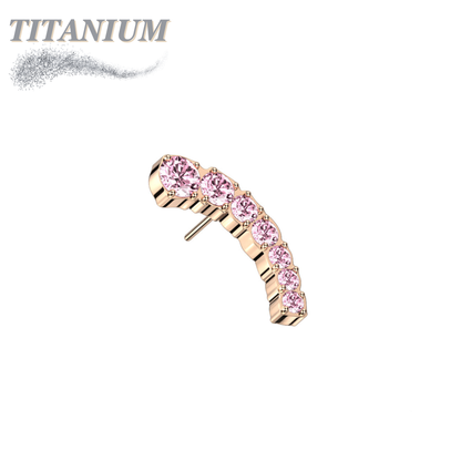 Titanium Threadless Prong Set Descending 7 CZ Curved (Top Only)