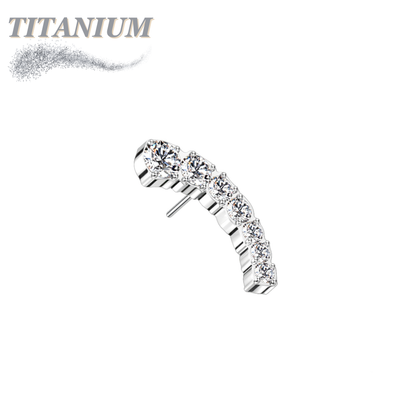 Titanium Threadless Prong Set Descending 7 CZ Curved (Top Only)