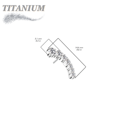 Titanium Threadless Prong Set Descending 7 CZ Curved (Top Only)