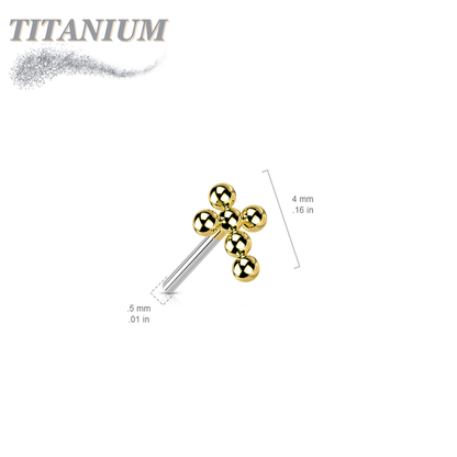 Titanium Threadless Beaded Ball Cross (Top Only)