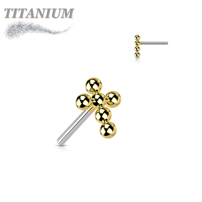 Titanium Threadless Beaded Ball Cross (Top Only)