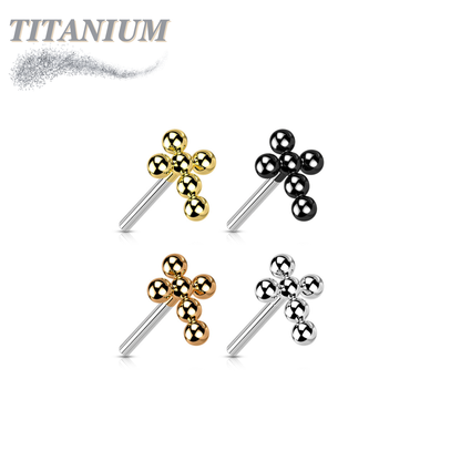 Titanium Threadless Beaded Ball Cross (Top Only)