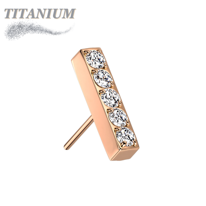 Titanium Threadless 5 CNC Set CZ Lined Straight Bar (Top Only)
