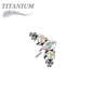 Titanium Threadless Top with Marquise CZ Surrounded by CZ & Ball Cluster (Top Only)