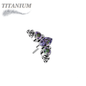 Titanium Threadless Top with Marquise CZ Surrounded by CZ & Ball Cluster (Top Only)