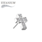 Titanium Threadless 6 CNC Set CZ Cross (Top Only)