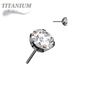 Titanium Threadless CNC Cut Round Gem in Claw Set (Top Only)