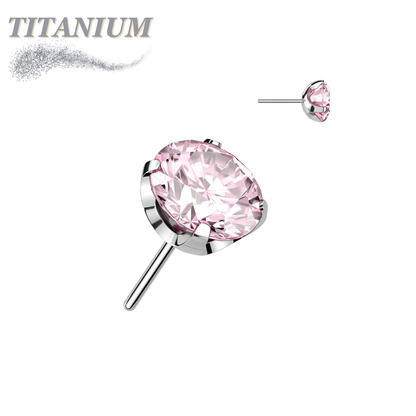 Titanium Threadless CNC Cut Round Gem in Claw Set (Top Only)