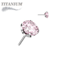 Titanium Threadless CNC Cut Round Gem in Claw Set (Top Only)