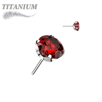 Titanium Threadless CNC Cut Round Gem in Claw Set (Top Only)