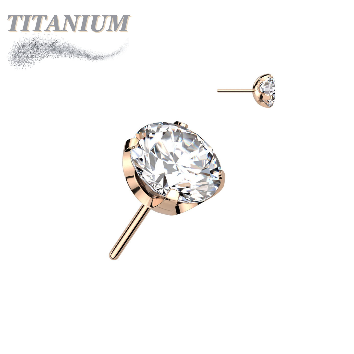 Titanium Threadless CNC Cut Round Gem in Claw Set (Top Only)