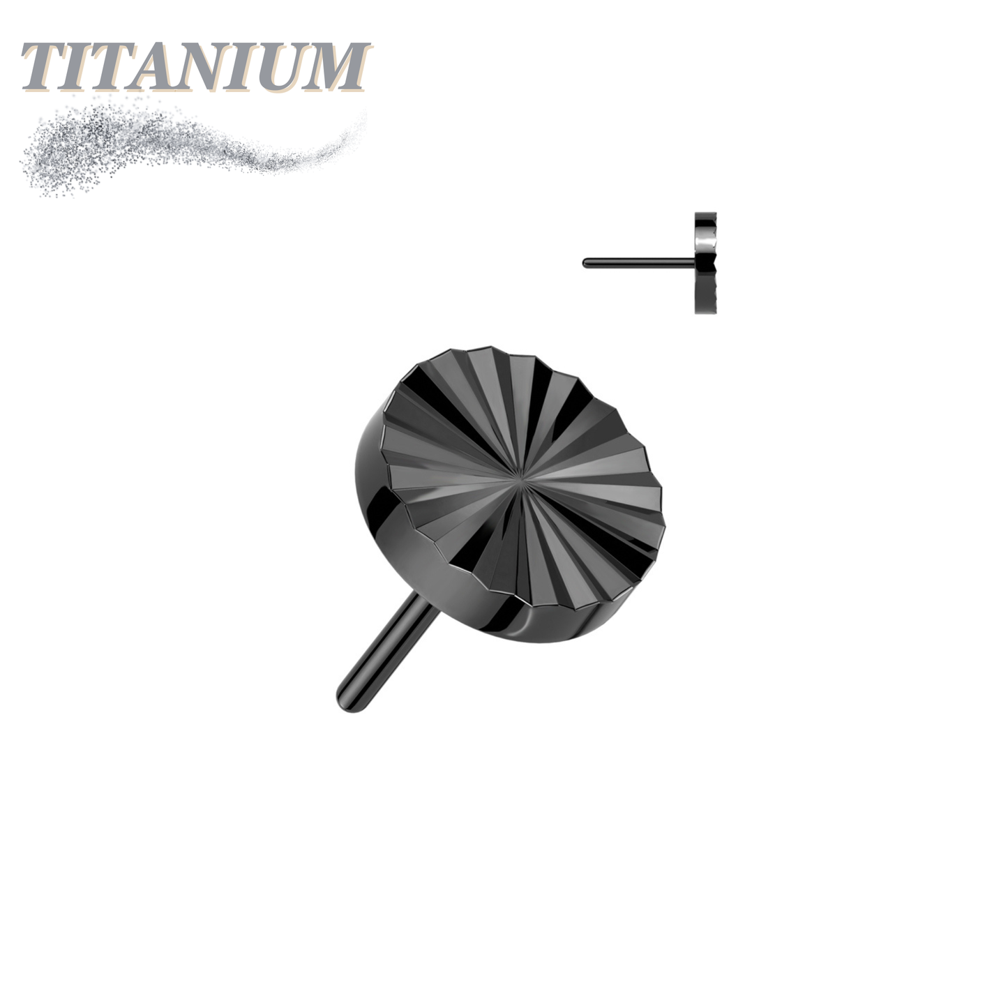 Titanium Threadless Circle Shape Ridged (Top Only)