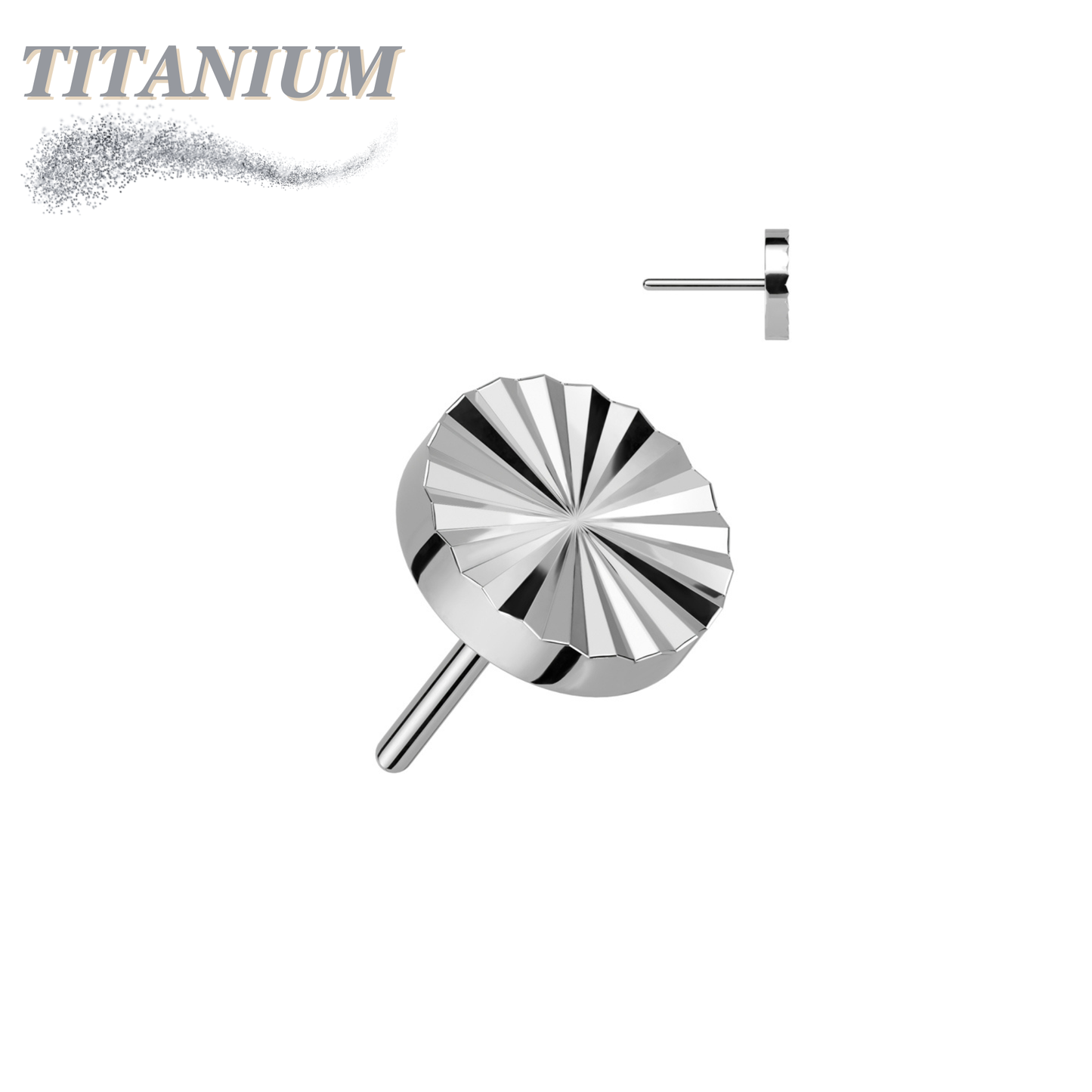 Titanium Threadless Circle Shape Ridged (Top Only)