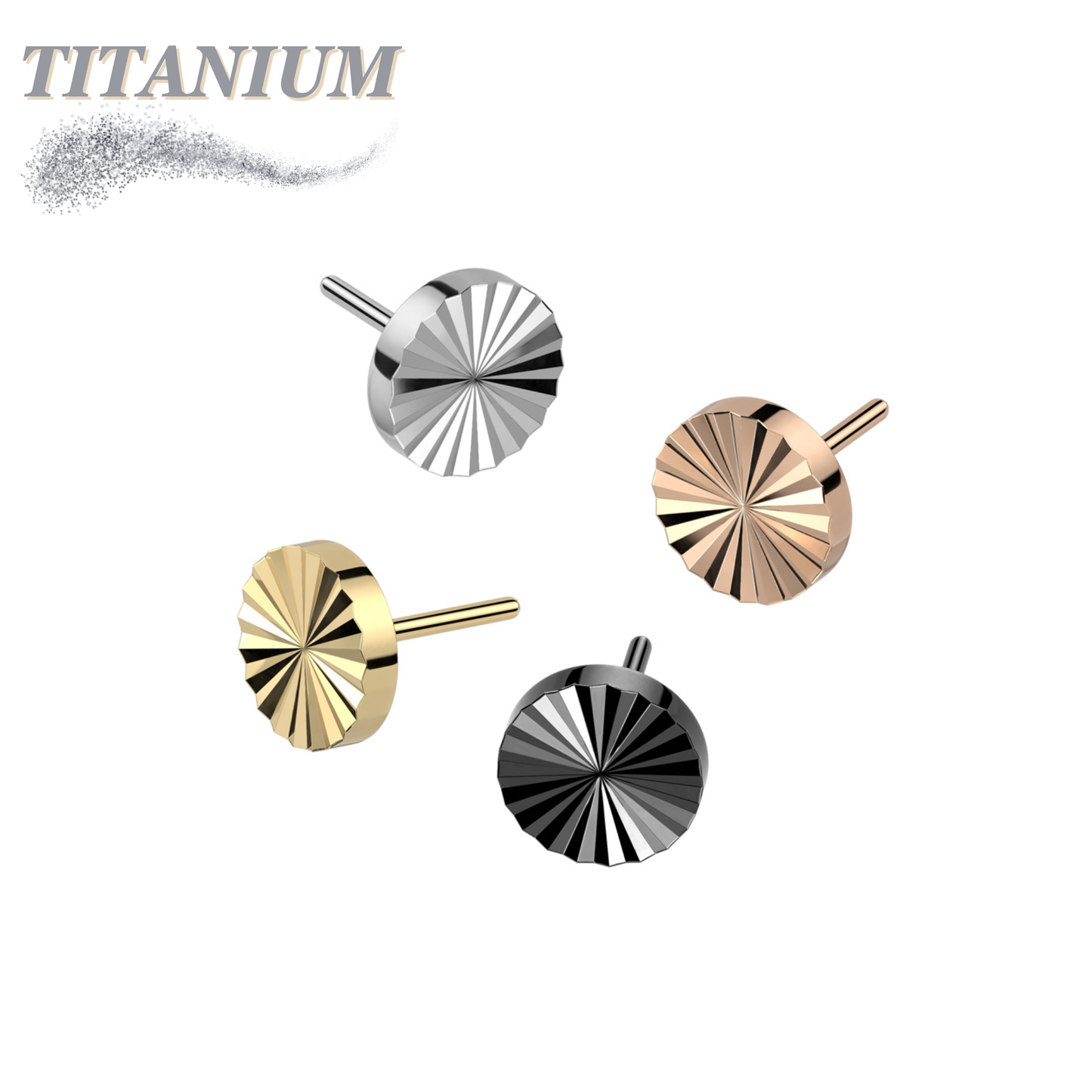 Titanium Threadless Circle Shape Ridged (Top Only)