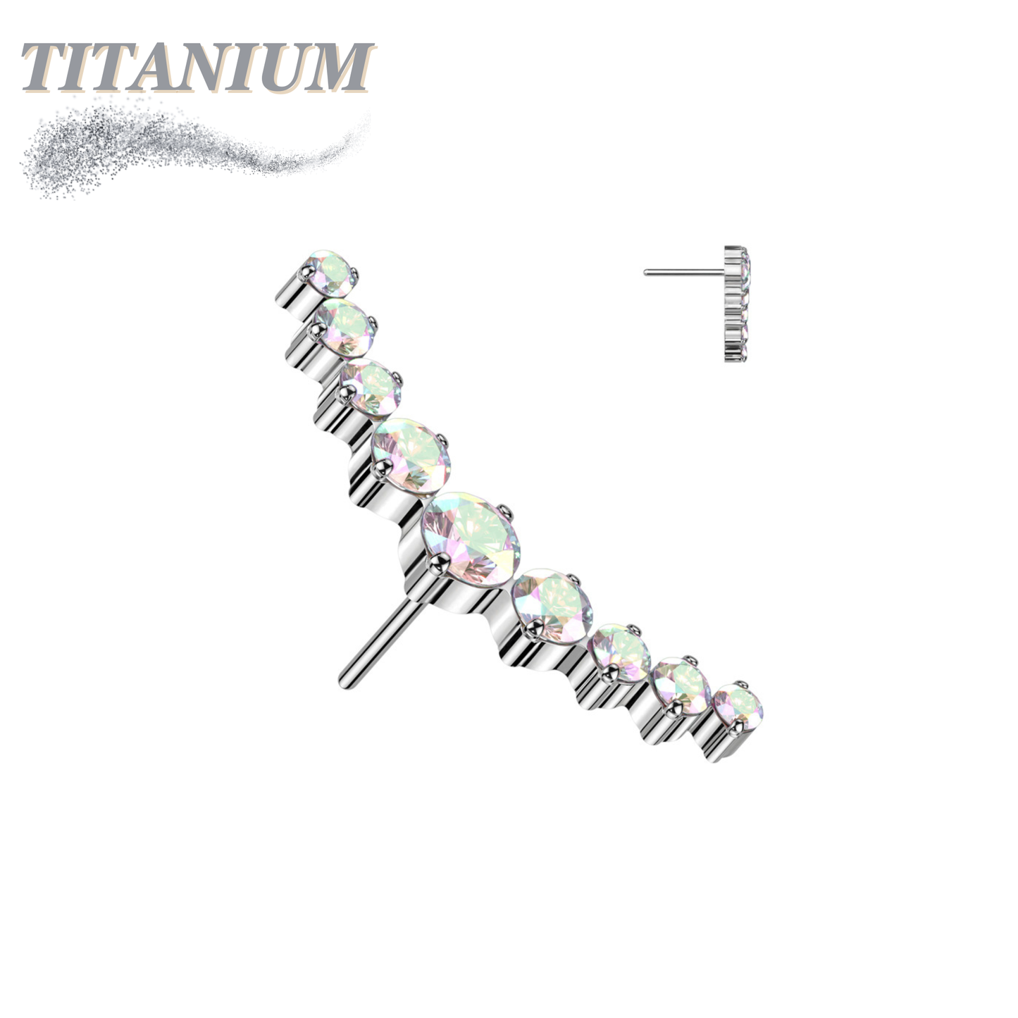 Titanium Threadless 9 CZ Curved (Top Only)